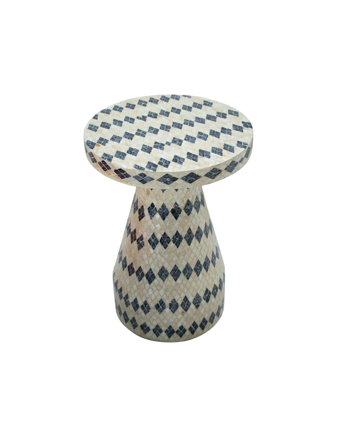Tov Furniture 18" Wood And Shell Side Table In Blue And Cream
