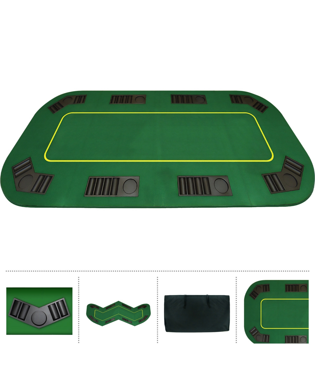 Trademark Global Trademark Poker 80" Deluxe Texas Holdem Folding Poker Tabletop In Green