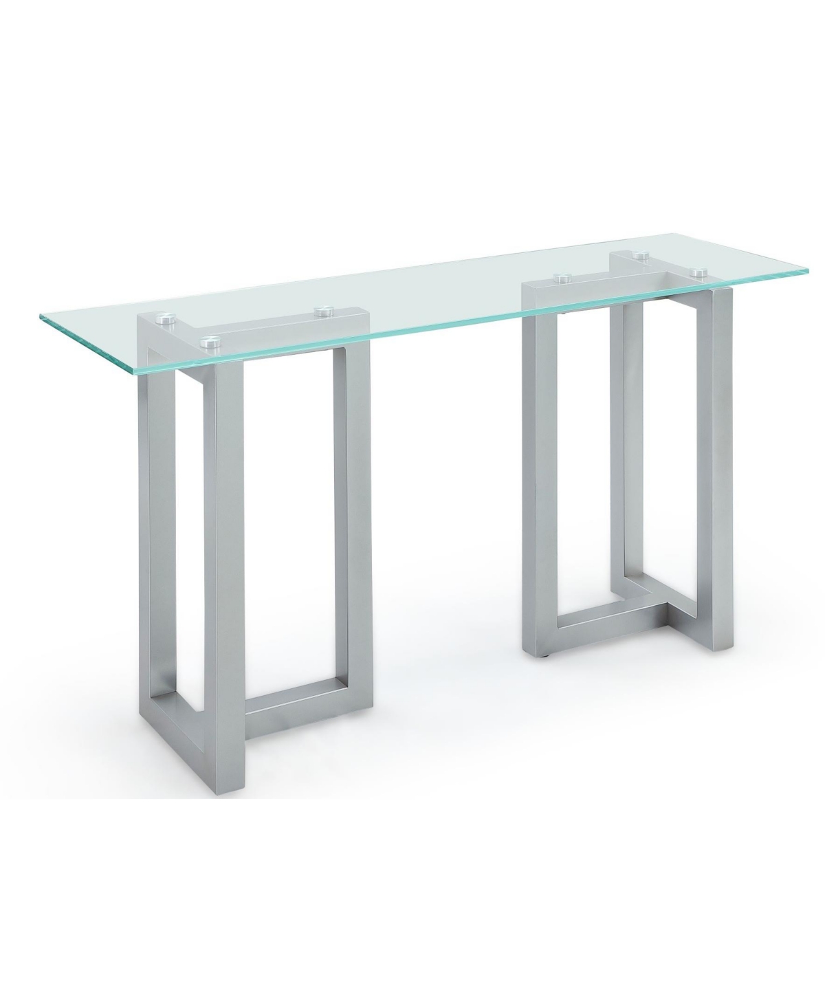 Macy's Emila 54" Glass Mix And Match Console Table In Ultra Clear Glass,silver Sky