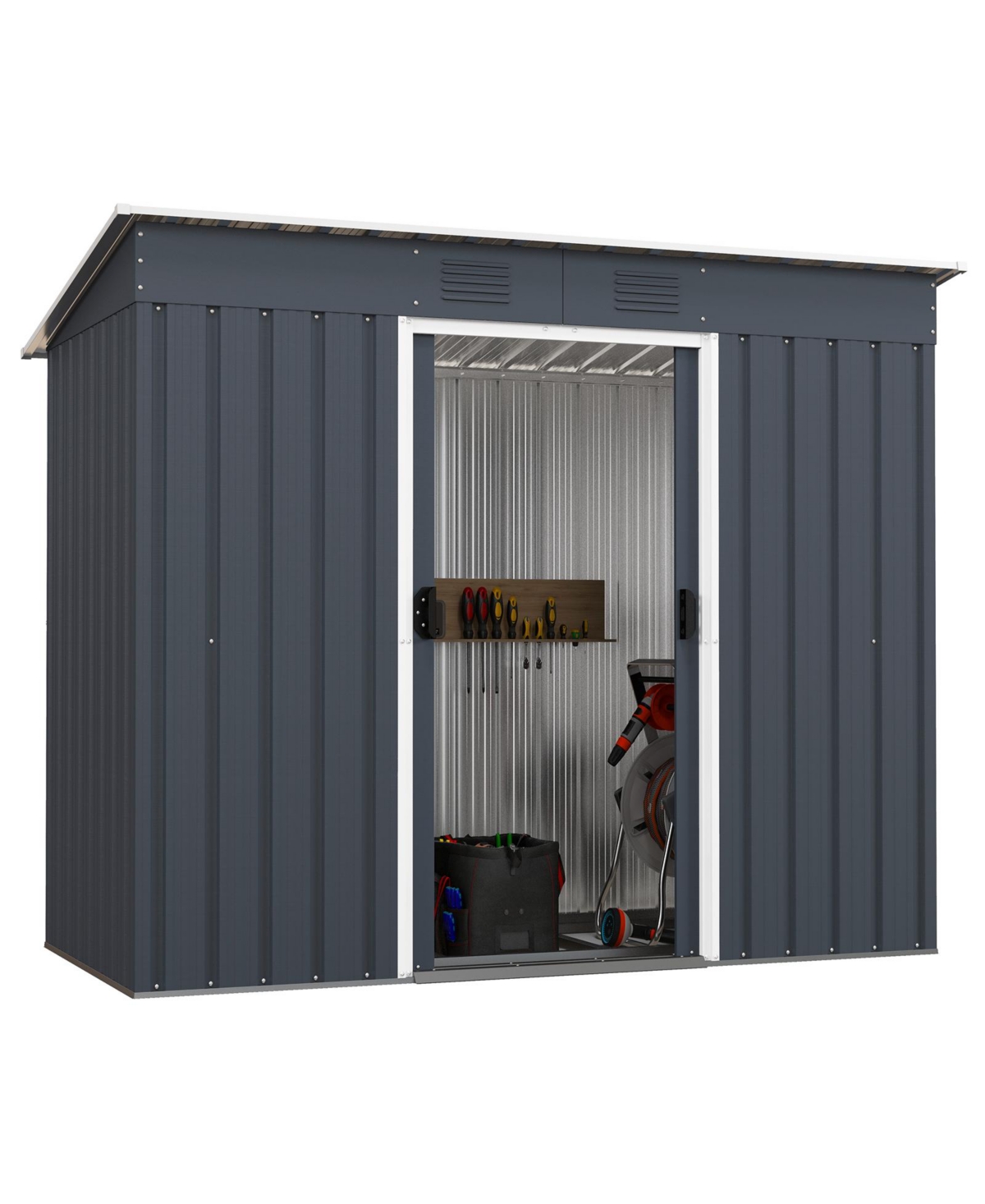Gouun Outside Garden Storage Shed Tool House with Ground Foundation Frame