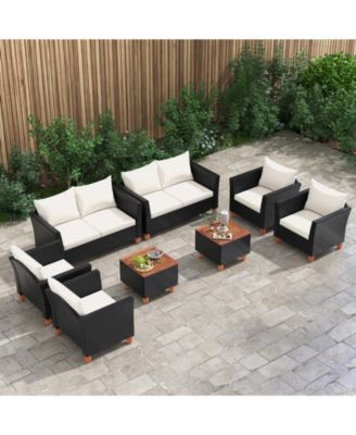 4 Pieces Outdoor Conversation Set with Storage Coffee Table