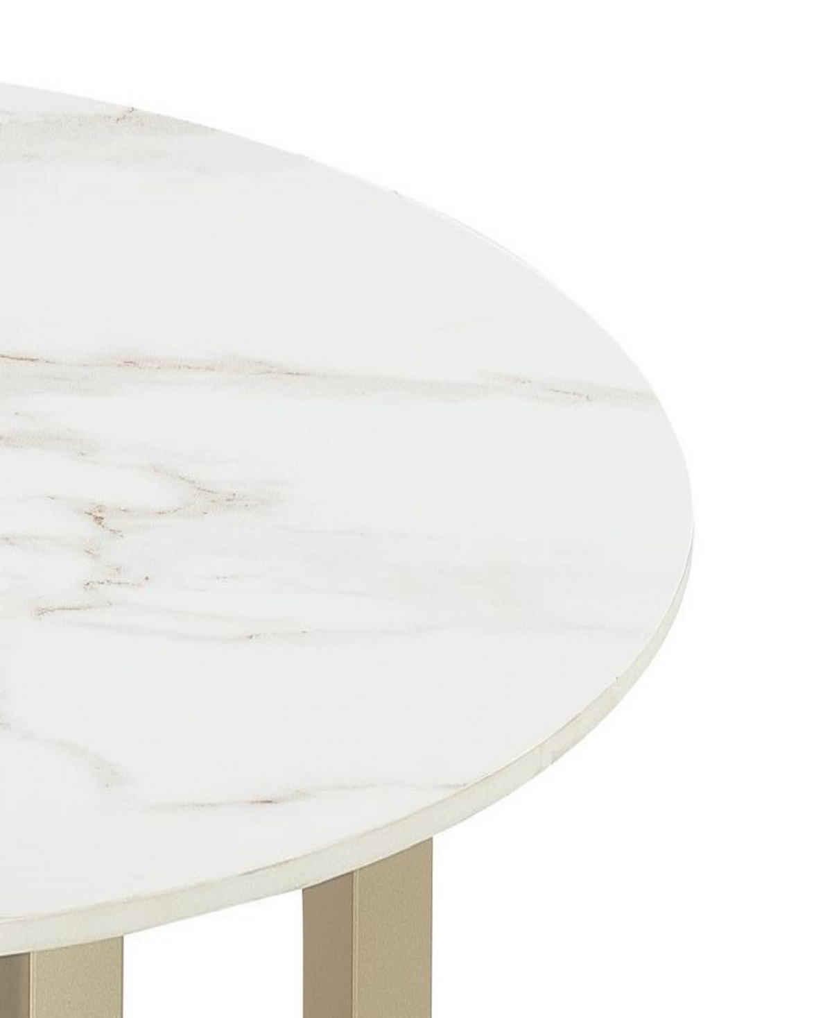 Macy's Emila 38" Round Sintered Stone Mix And Match Coffee Table In White Sintered Stone,champagne