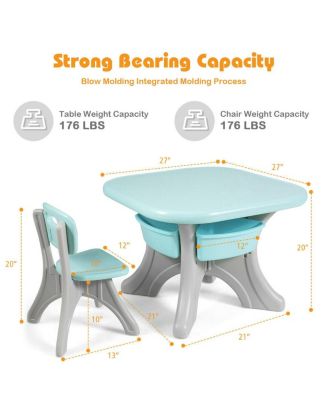 In/Outdoor 3-Piece Plastic Children Play Table & Chair Set