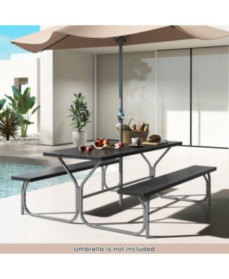 6 Feet Picnic Table Bench Set with HDPE Tabletop for 8 Person