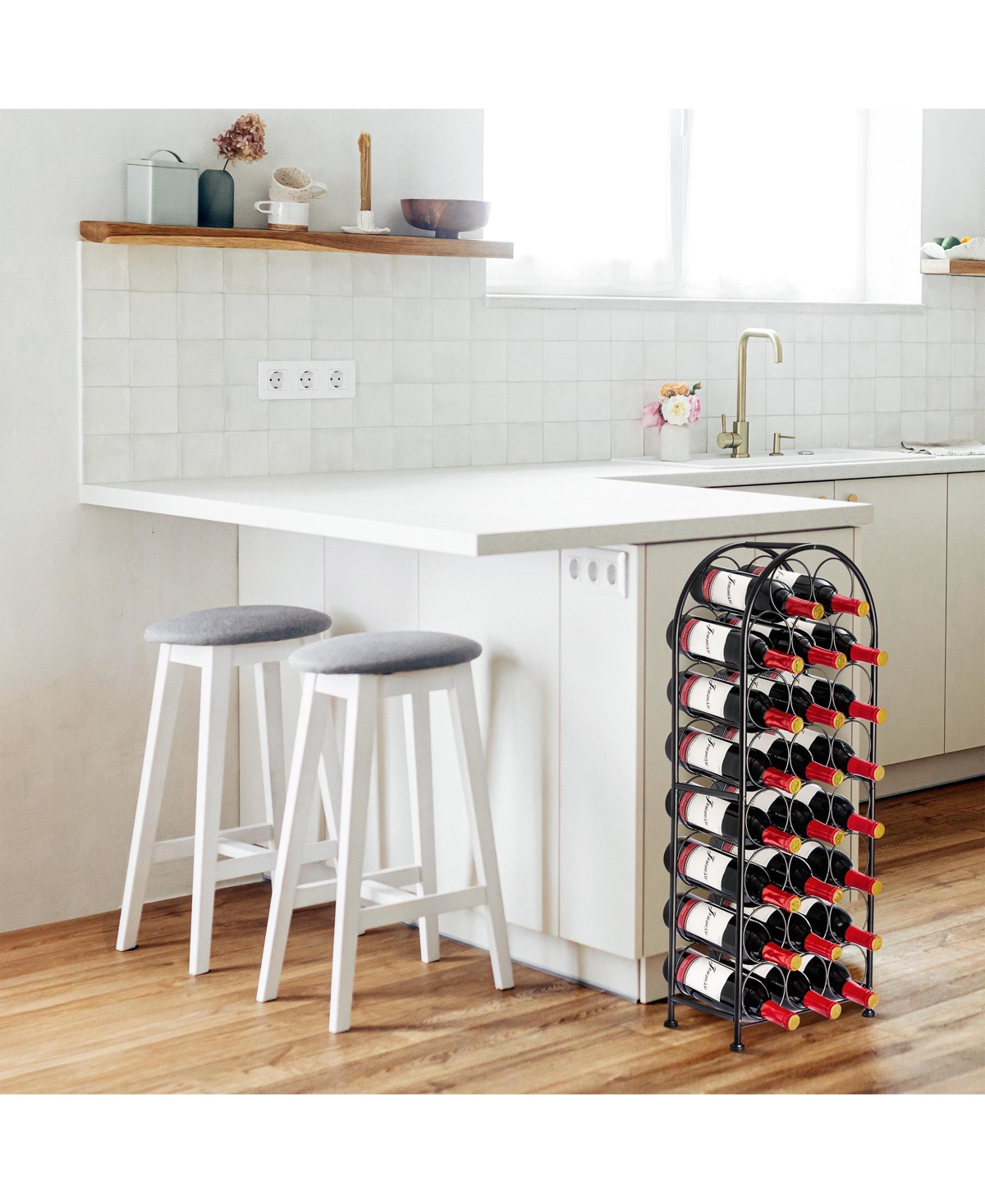 Sorbus 23-Bottle Bordeaux Chateau Wine Rack - Elegant Storage, Timeless Style, Optimal Freshness for Your Wine Collection - Black