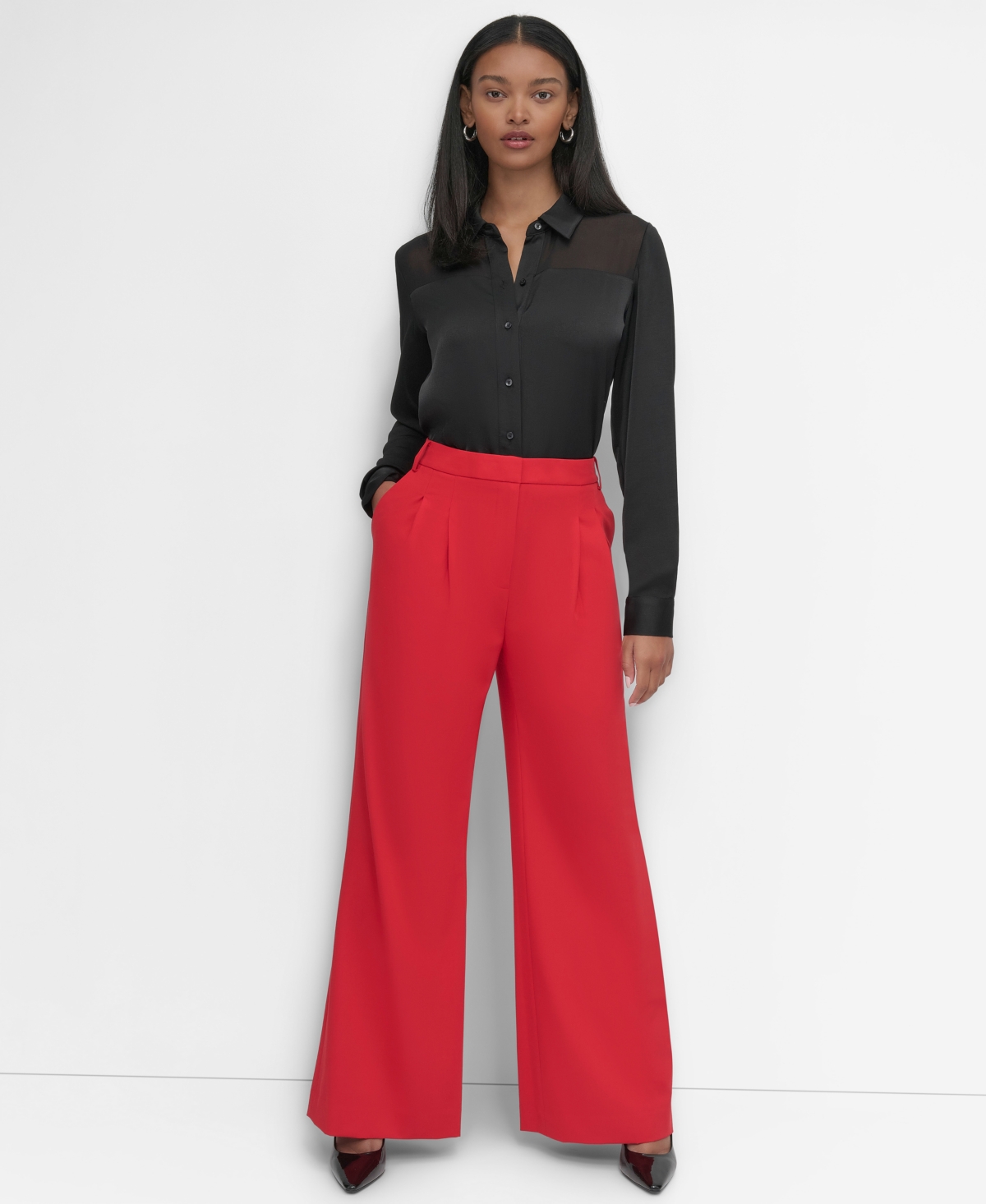 Dkny Women's High-Waisted Wide-Leg Pants