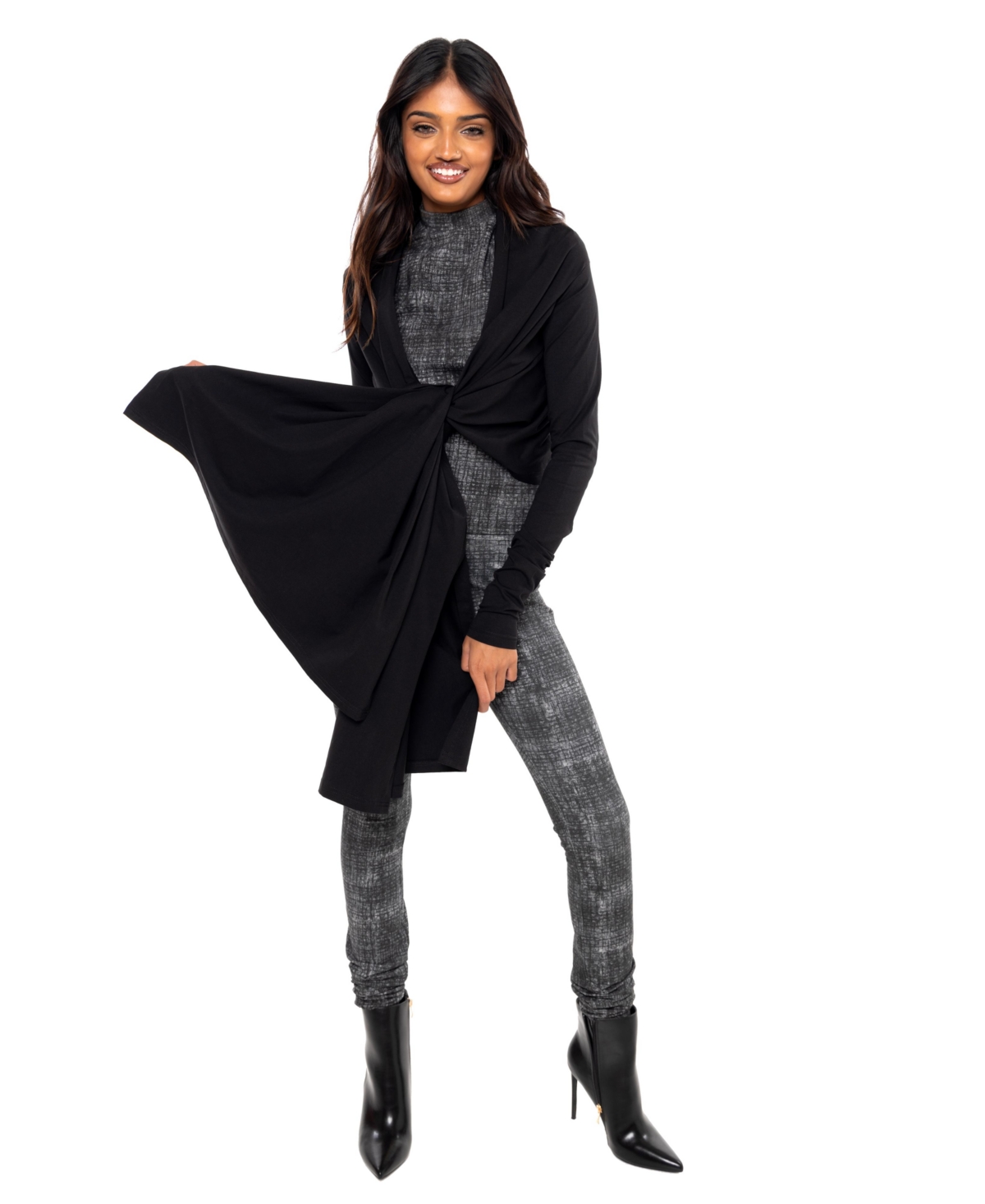 Women's Cat Wrap Shawl - Black
