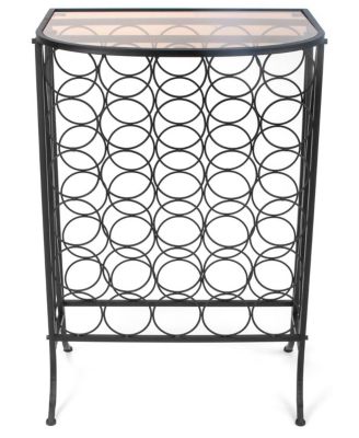 Wine Rack Stand Bordeaux Chateau Style with Glass Table - Holds 30 Bottles