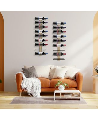 9 Bottle Mahogany Wood Wall Mounted Wine Rack - Perfect for Home Bar, Kitchen, Dining Room, Wall Wine Bottle