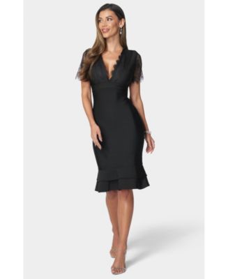 Bebe Women's Bandage & Lace Dress, Size Small in Black