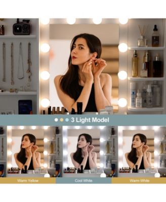 anity Desk with Mirror, Makeup Vanity Table with Chair & Charging Station