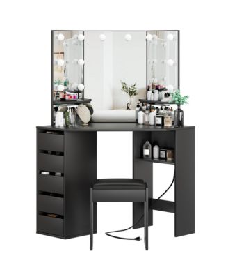 Vanity Desk with Mirror and Lights - Vanity with 3 Lighting Options