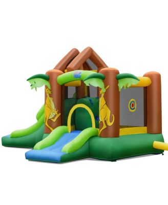 Inflatable Jungle Bounce House w/ Dual Slides Climbing Wall Jumping Area
