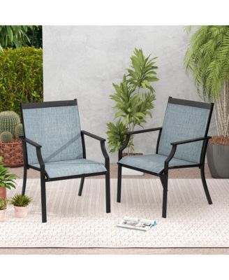 Set of 2 Patio Dining Chairs Outdoor Armchairs w/ Sturdy Metal Frame