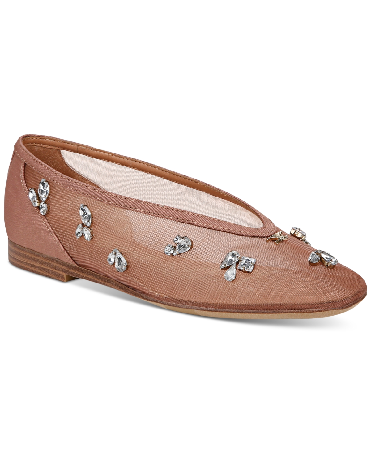 Women's Tina Jewel Embellished Mesh Flats - Black Natural Mutli