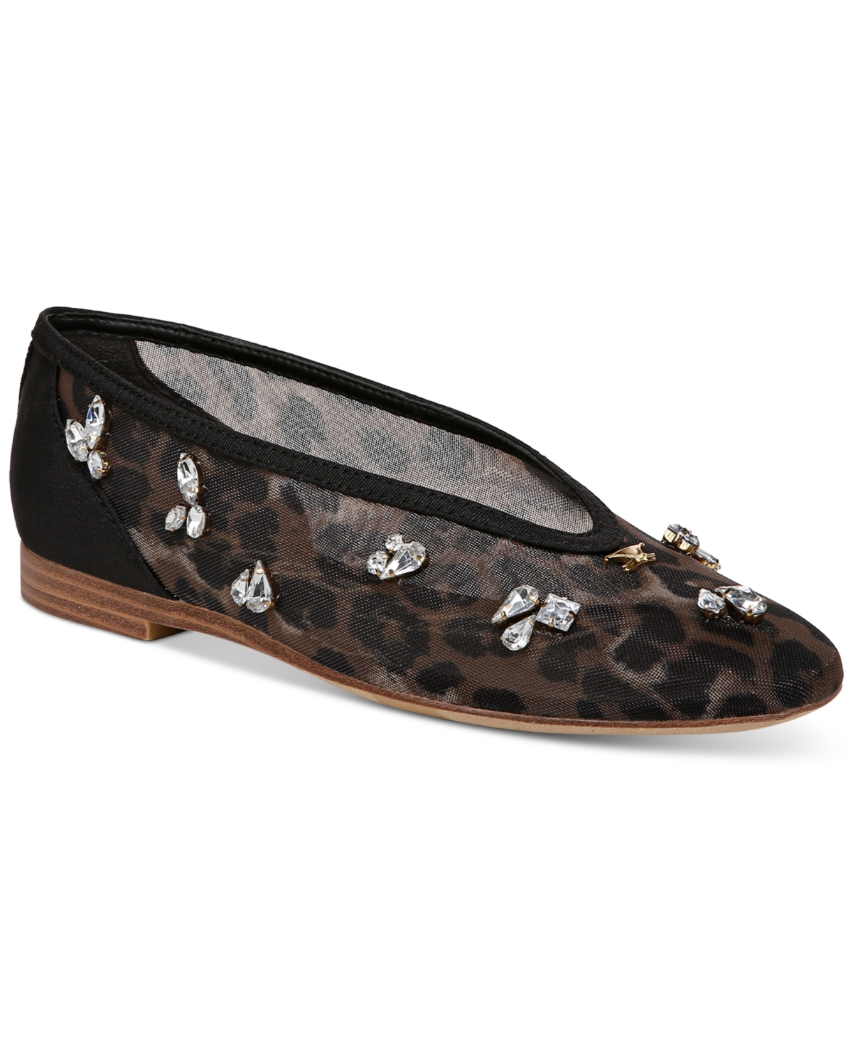 Women's Tina Jewel Embellished Mesh Flats - Black Natural Mutli