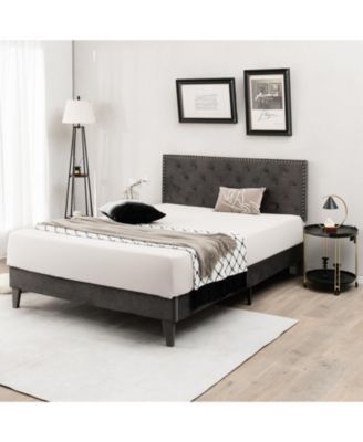 Queen Size Upholstered Platform Bed with Tufted Headboard-Queen Size
