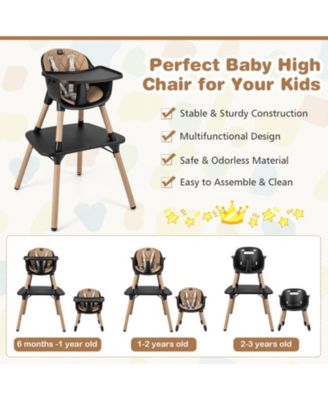 4-in-1 Baby Convertible Toddler Table Chair Set with PU Cushion
