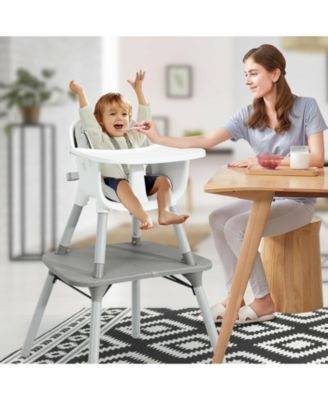 4-in-1 Baby Convertible Toddler Table Chair Set with PU Cushion