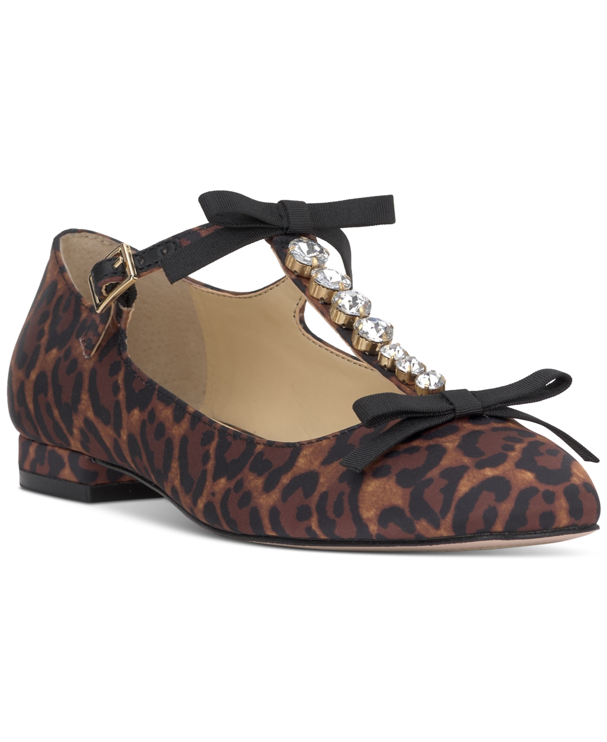 Jessica Simpson Jolliya T-strap Flat In Natural Leopard Satin