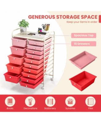 15-Drawer Utility Rolling Organizer Cart Multi-Use Storage