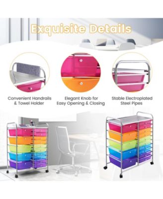 15-Drawer Utility Rolling Organizer Cart Multi-Use Storage