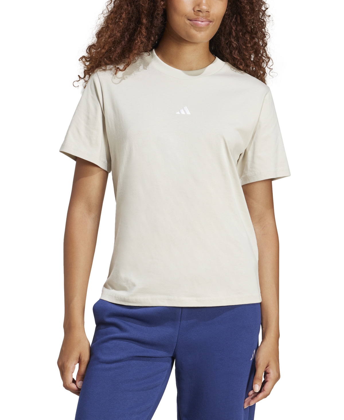 Adidas Originals Women's Short-sleeve Cotton Crewneck Logo T-shirt In Wonder Alumina