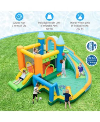 Inflatable Water Slide with Dual Slides and Splash Pool Bounce House with 735W Blower
