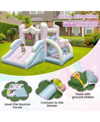 Kids Bounce House with Slide and 2 Boxing Columns Bouncy Castle for Party with 480W Blower