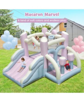 Kids Bounce House with Slide and 2 Boxing Columns Bouncy Castle for Party with 480W Blower