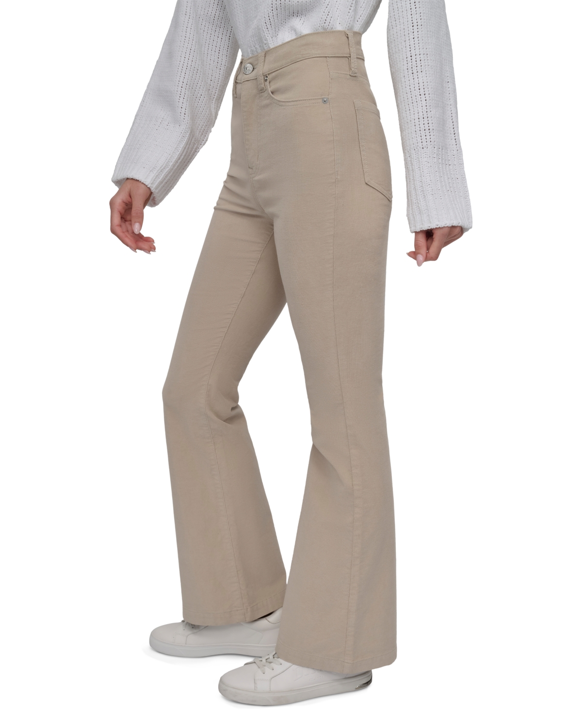 Dkny Jeans Women's Corduroy Cord High-Rise Flare Pants - J1U - CHINO KHAKI