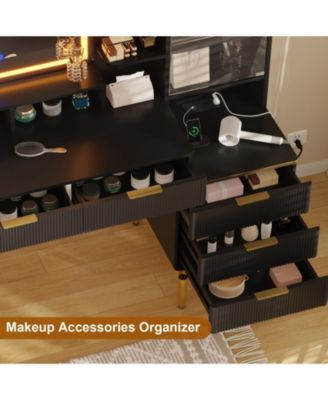 Makeup Vanity Desk with Lights & Power Outlet