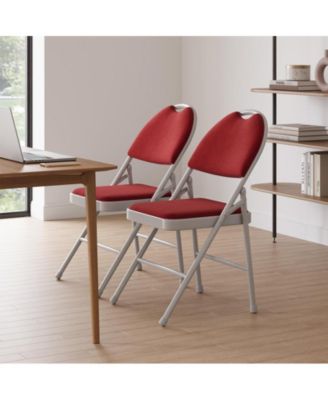 Folding Chairs 2 Pack, Portable Metal Chairs with Cushions and Non-Slip Feet Pads for Home and Office, Indoor and Outdoor Events