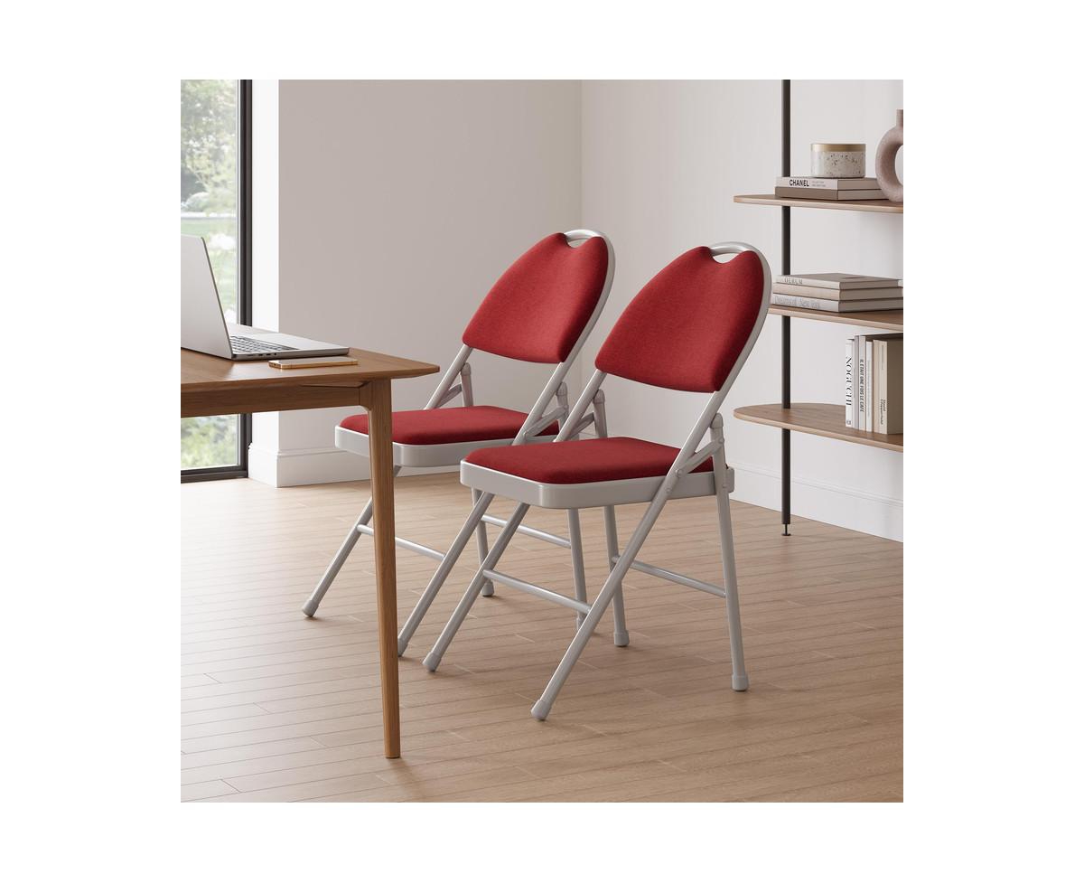 gaomon Folding Chairs 2 Pack, Portable Metal Chairs with Cushions and Non-Slip Feet Pads for Home and Office, Indoor and Outdoor Events