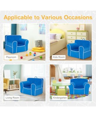 Upholstered Kids Sofa with Velvet Fabric and High-Quality Sponge