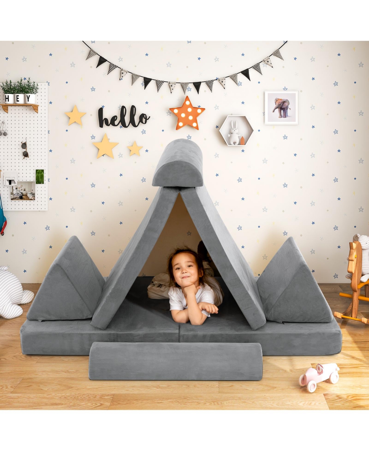 Gouun 6 Pieces Convertible Kids Sofa Playset with Zipper