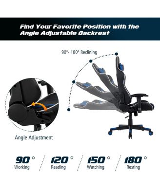 Reclining Swivel Massage Gaming Chair with Lumbar Support