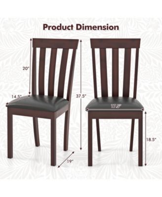 Dining Chair Set of 2 Upholstered Wooden Kitchen Chairs with Padded Seat and Rubber Wood Frame