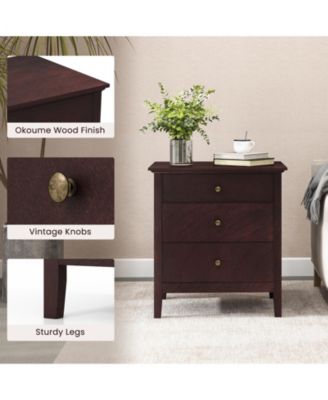 3 Drawers Nightstand Beside End Side Table Accent Table