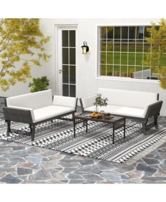 Outdoor Convertible Sofa Daybed with Adjustable Armrests for Balcony-Off