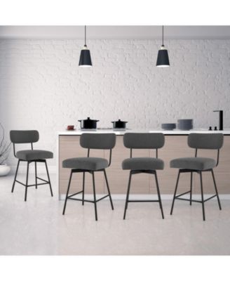 25 Inch 2-Piece Modern Upholstered Bar Stools with Back and Footrests