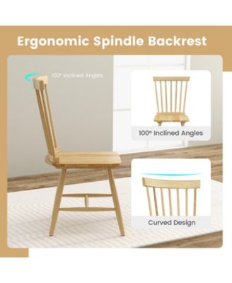 Set of 2 Windsor Dining Chairs with High Spindle Back