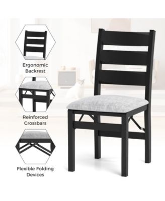 Modern Upholstered Folding Chairs Set of 2 with Comfy Backrest