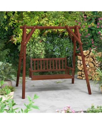 3-Person Wooden Outdoor Porch Swing with 800 lbs Weight Capacity