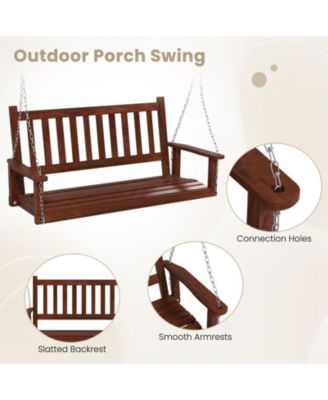 3-Person Wooden Outdoor Porch Swing with 800 lbs Weight Capacity