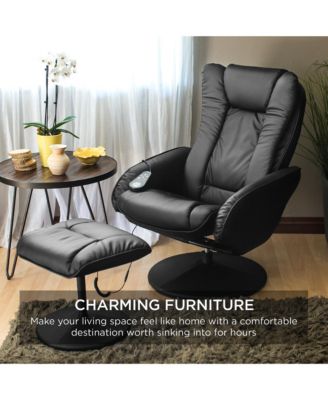 Faux Leather Electric Massage Recliner Chair w/ Stool Ottoman, Remote Control, 5 Modes