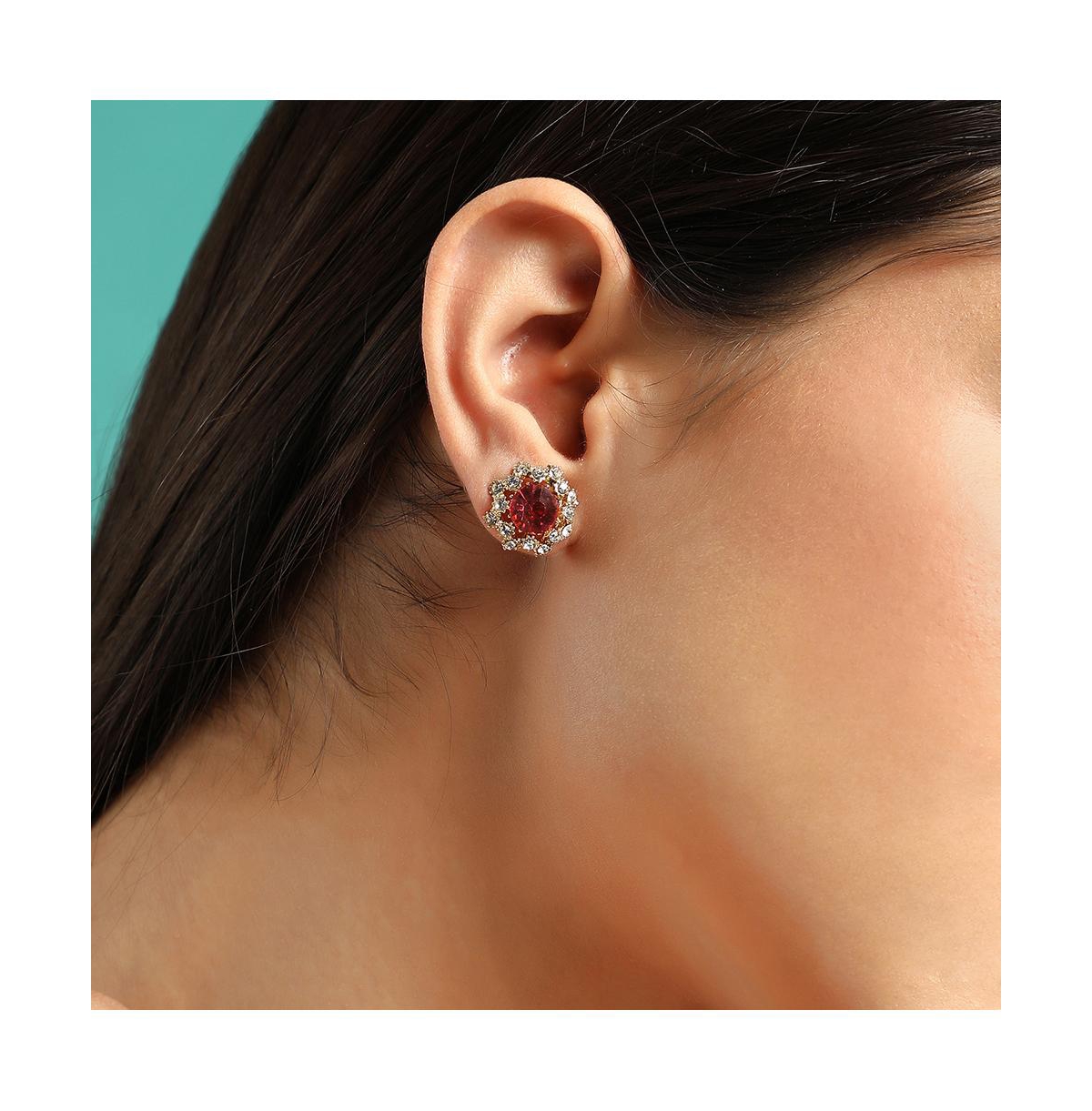 Sohi Women's The Edwardian Stud Earrings In Red