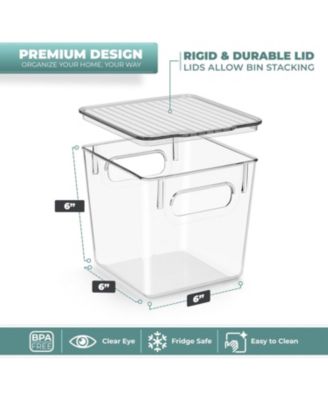Clear Plastic Container Bins W/ Lids (Small 4 Pack)