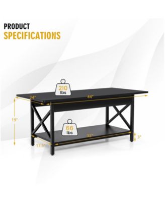 2-Tier Industrial Rectangular Table with Storage Shelf