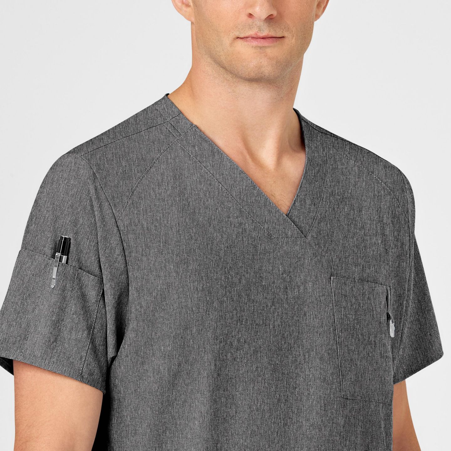 Мужской топ Wink W123 V-Neck Scrub, цвет: Угольный меланжевый — фото 5